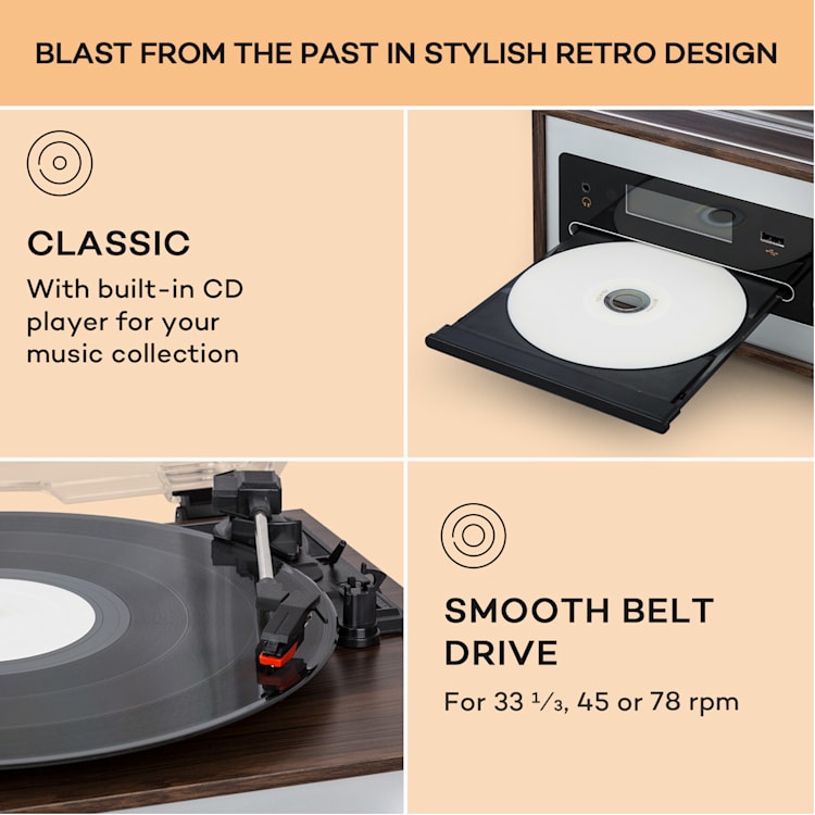 Oxford SE, mini stereo sistem, DAB+/FM, funkcija BT, vinil, CD, AUX-In