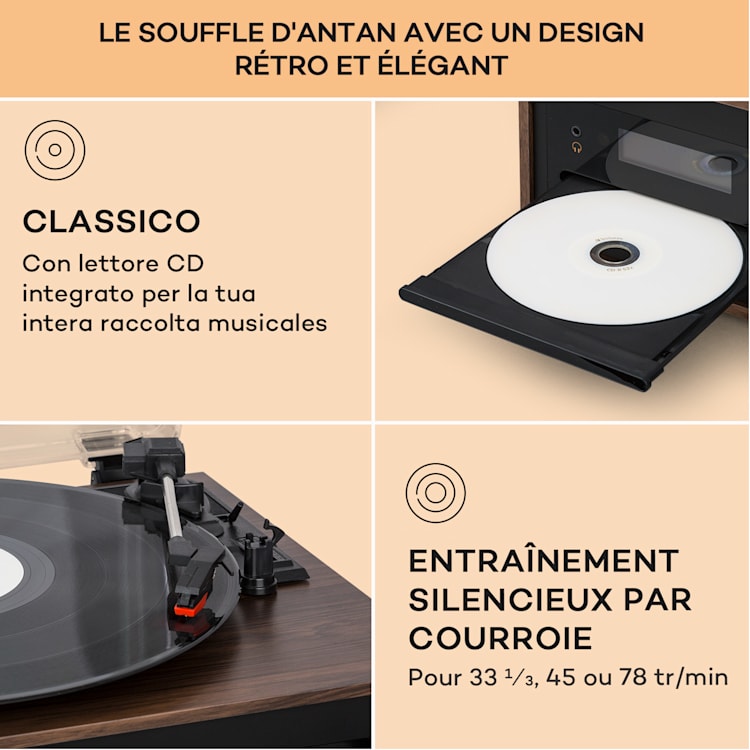 Oxford SE mini chaîne stéréo Fonction DAB+/FM BT Vinyle CD AUX-In Noir