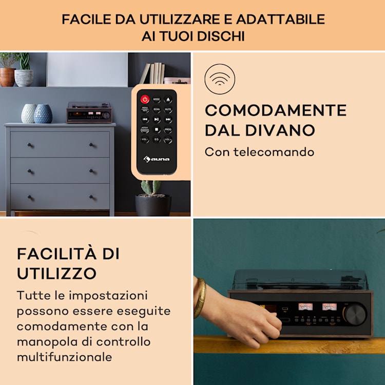 Oxford SE mini impianto stereo, DAB+/FM, funzione BT, vinile, CD, AUX-In Nero