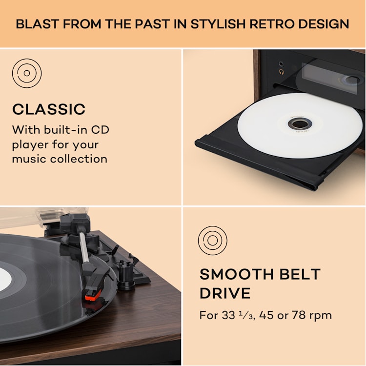 Mini Aparelhagem Oxford SE DAB+/FM Função BT Vinil CD AUX-In Preto
