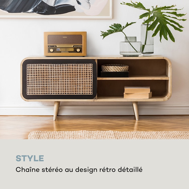 Chaîne stéréo rétro Belle Epoque 1906 CD FM USB MP3 REC AUX  Bois de Cerisier