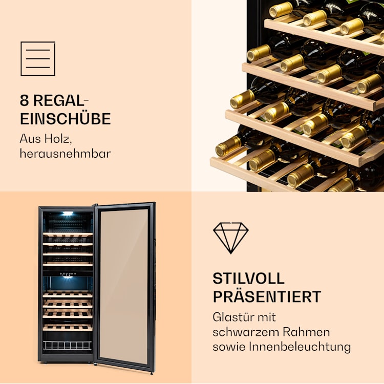 Barossa 54 Duo Weinkühlschrank 2 Zonen 148 Liter 54 Flaschen Touch-Display schwarz