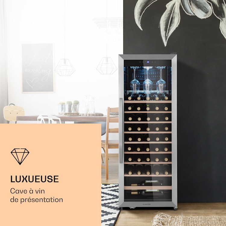 Vinamour 46 Uno wijnkoelkast 1 zone 155 liter 46 flessen 4-18 °C roestvrij staal 46 flessen | 1 koelzone