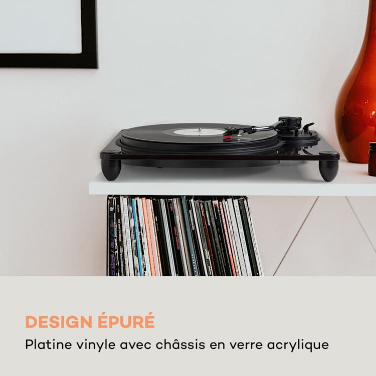 Pureness platine vinyle acrylique 33 1/3 + 45 t/mn préamplificateur Noir transparent