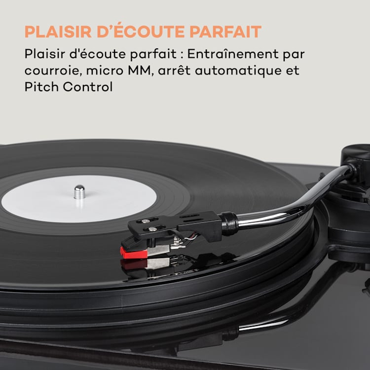 Pureness platine vinyle acrylique 33 1/3 + 45 t/mn préamplificateur Noir transparent