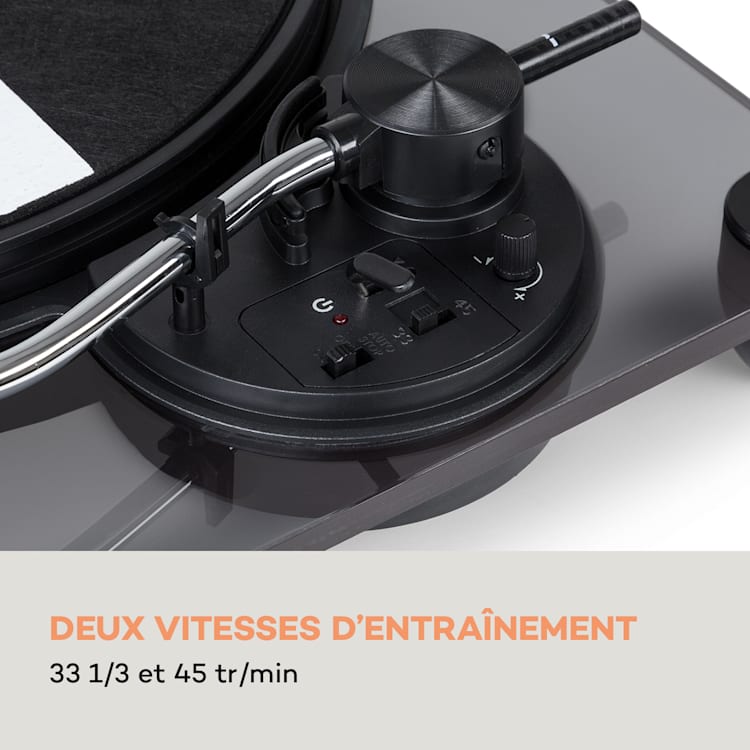 Pureness platine vinyle acrylique 33 1/3 + 45 t/mn préamplificateur Noir transparent