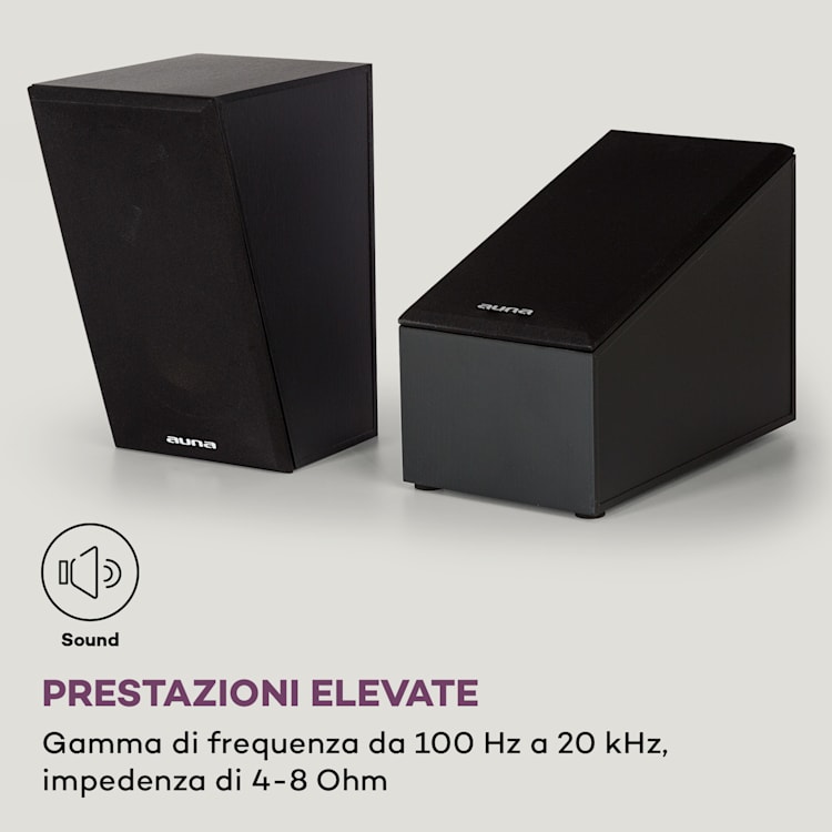 Linie 501 Atmos SAT - Diffusori passivi, 2 x 60 W RMS, frequenza 100 Hz-20 kHz, 4-8 Ohm Nero