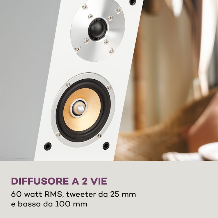 Linie 501 Atmos SAT - Diffusori passivi, 2 x 60 W RMS, frequenza 100 Hz-20 kHz, 4-8 Ohm Bianco