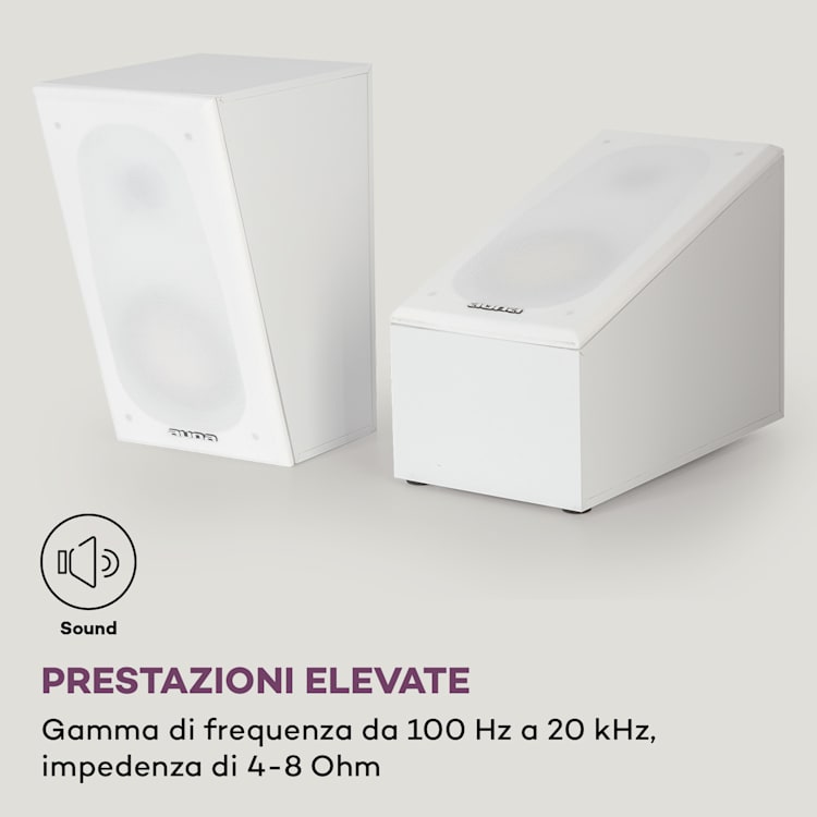 Linie 501 Atmos SAT - Diffusori passivi, 2 x 60 W RMS, frequenza 100 Hz-20 kHz, 4-8 Ohm Bianco