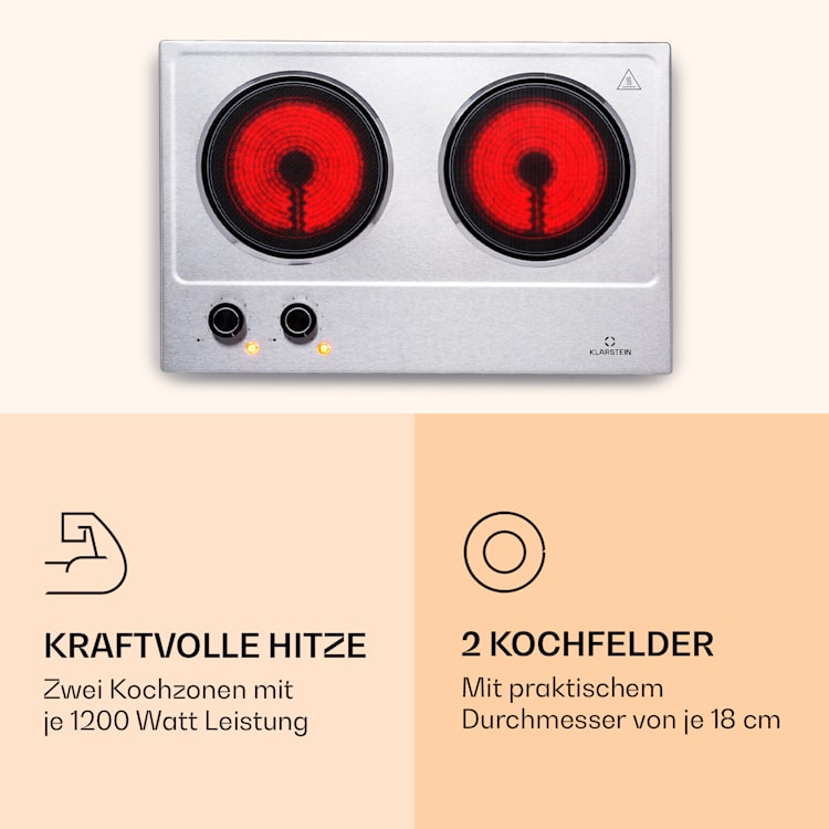 Ramsey Doppel-Kochfeld 2400W 11 Leistungsstufen Glaskeramik 2 | Silber