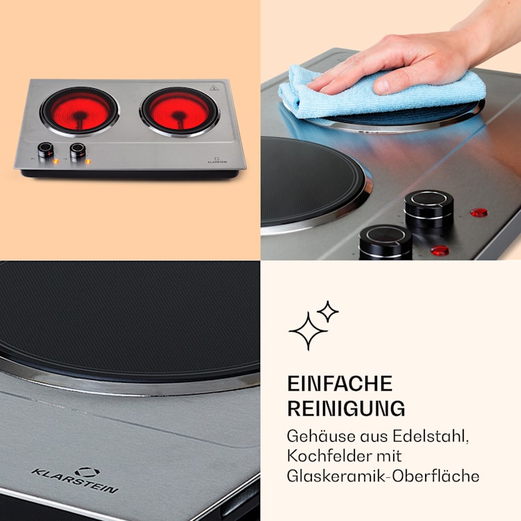 Ramsey Doppel-Kochfeld 2400W 11 Leistungsstufen Glaskeramik 2 | Silber