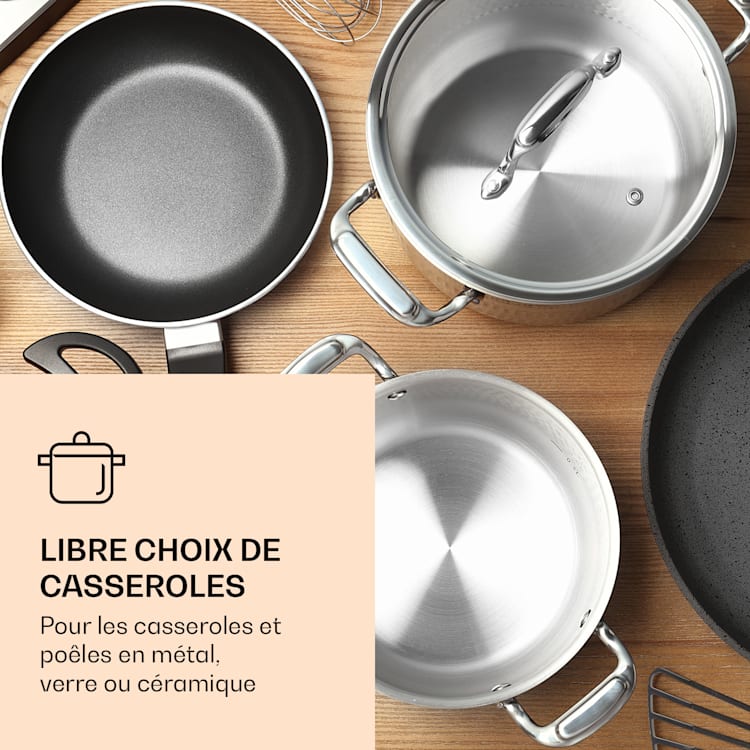 Ramsey Plaque de cuisson double 2400W 11 niveaux de puissance vitrocéramique 2 | Argent