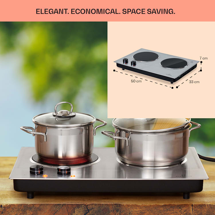 Ramsey Placa dupla de cozinha 2400W 11 níveis de potência vitrocerâmica 2 | Aço Inoxidável