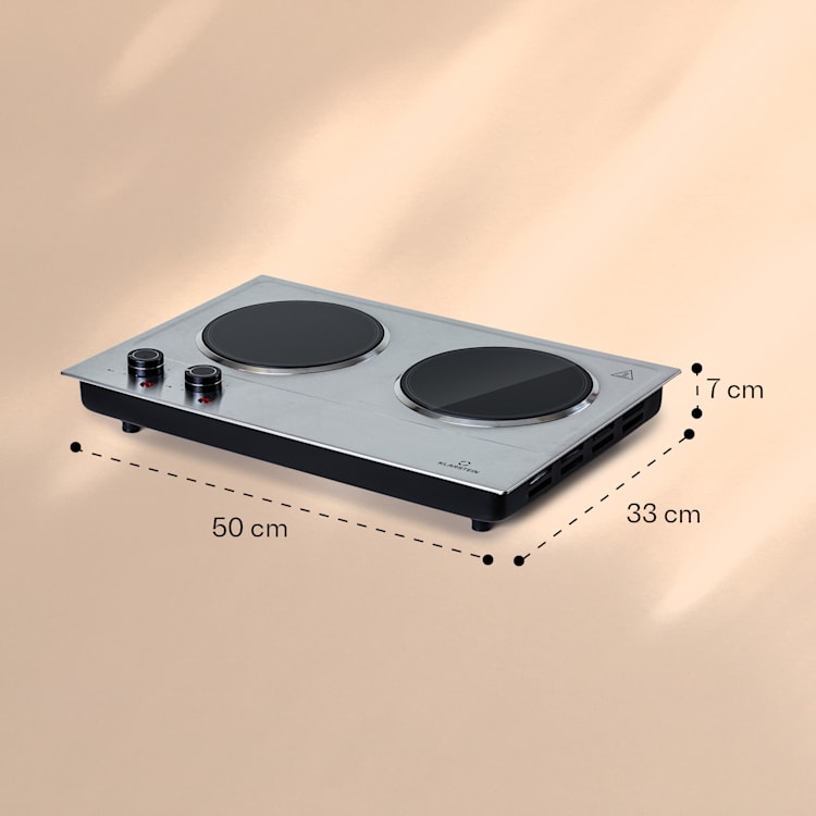 Ramsey Plaque de cuisson double 2400W 11 niveaux de puissance vitrocéramique 2 | Argent