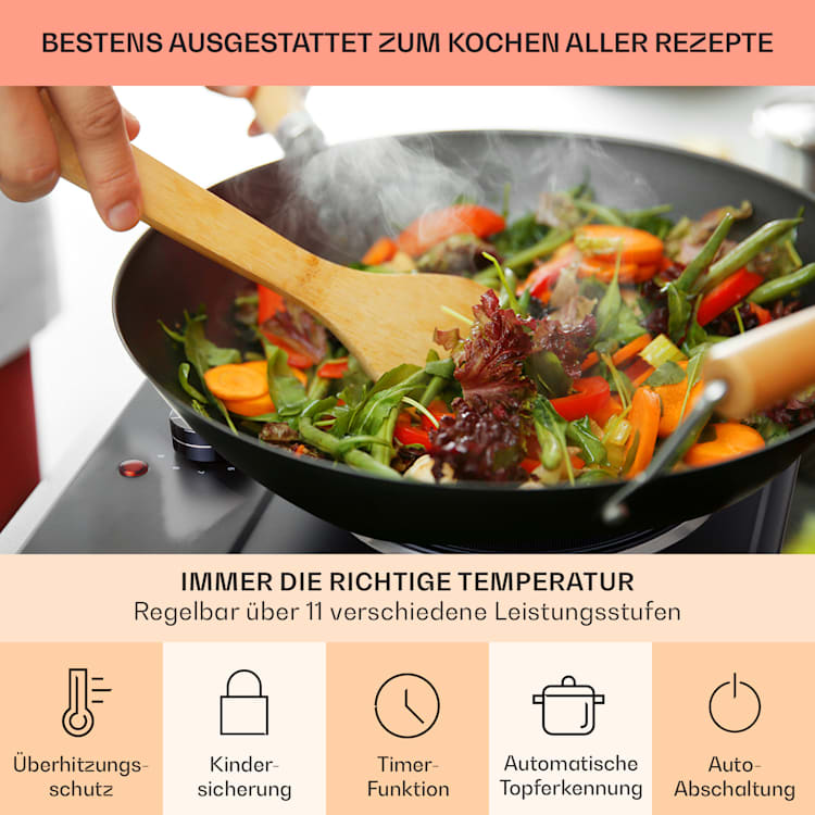 Ramsey Doppel-Kochfeld 2400W 11 Leistungsstufen Glaskeramik 2 | Schwarz