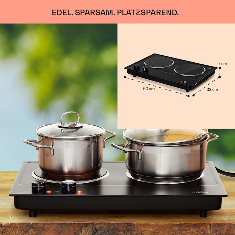 Ramsey Doppel-Kochfeld 2400W 11 Leistungsstufen Glaskeramik 2 | Schwarz