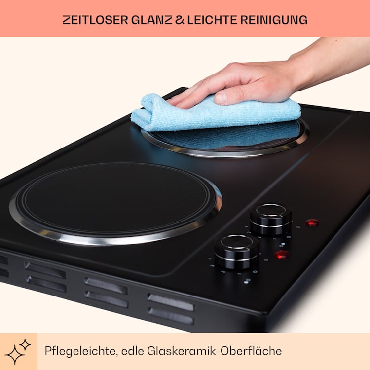 Ramsey Doppel-Kochfeld 2400W 11 Leistungsstufen Glaskeramik 2 | Schwarz