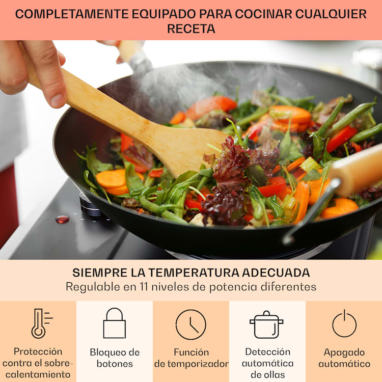 Ramsey placa doble 2400W 11 niveles de potencia vitrocerámica 2 | Negro