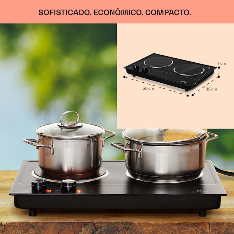 Ramsey placa doble 2400W 11 niveles de potencia vitrocerámica 2 | Negro