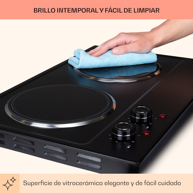 Ramsey placa doble 2400W 11 niveles de potencia vitrocerámica 2 | Negro