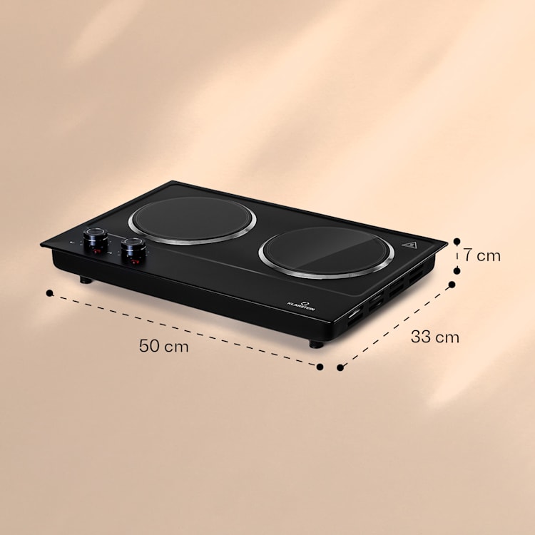 Ramsey Plaque de cuisson double 2400W 11 niveaux de puissance vitrocéramique 2 | Noir