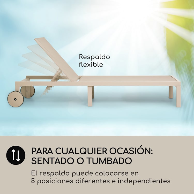 Tumbona Lucca Poliéster Aluminio 4 posiciones Beige