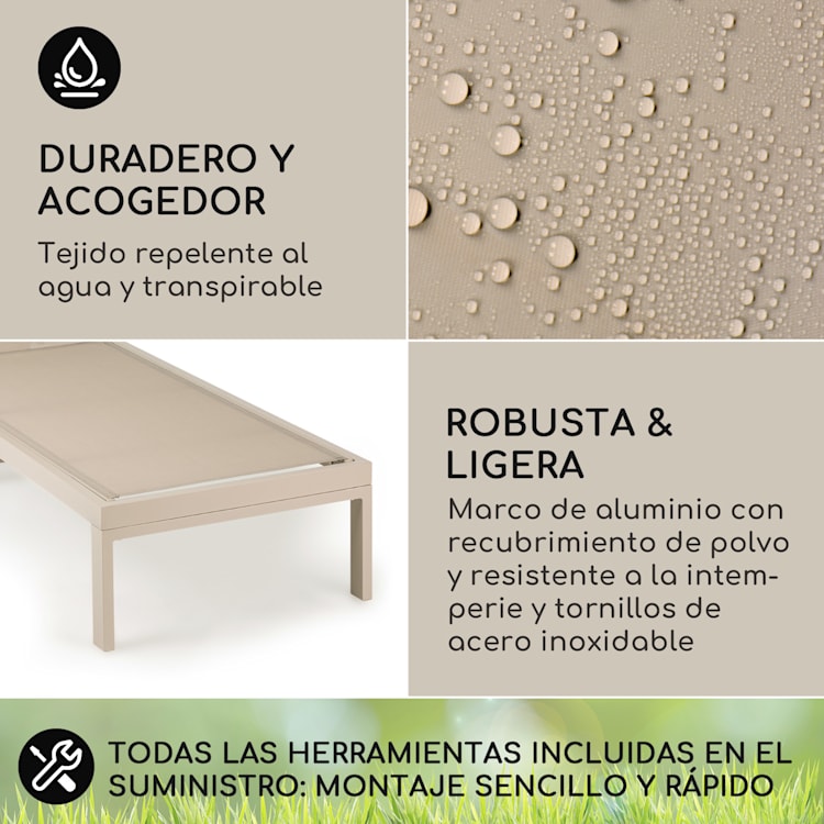 Tumbona Lucca Poliéster Aluminio 4 posiciones Beige