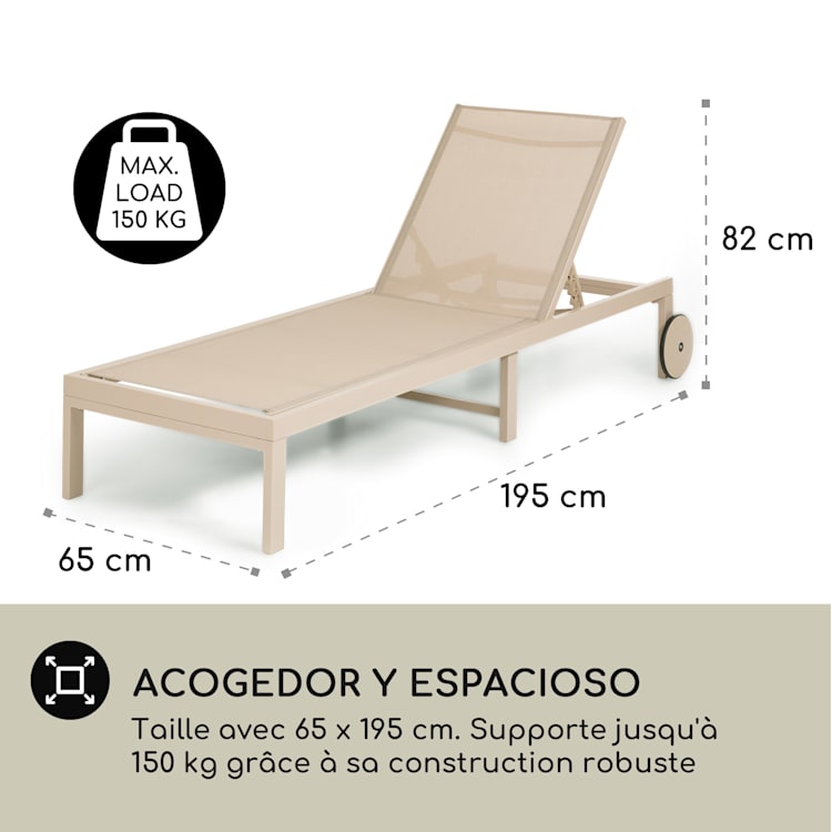 Tumbona Lucca Poliéster Aluminio 4 posiciones Beige