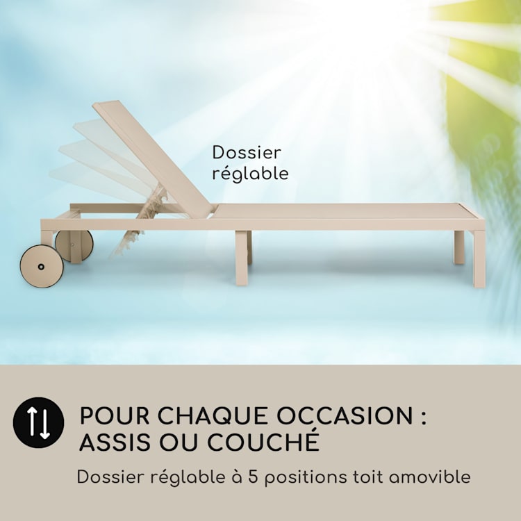 Lucca Lounger Chaise longue polyester aluminium 4 positions Beige