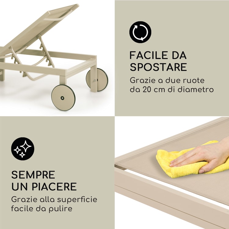 Lucca Lounger sedia a sdraio, poliestere, alluminio, 4 livelli
