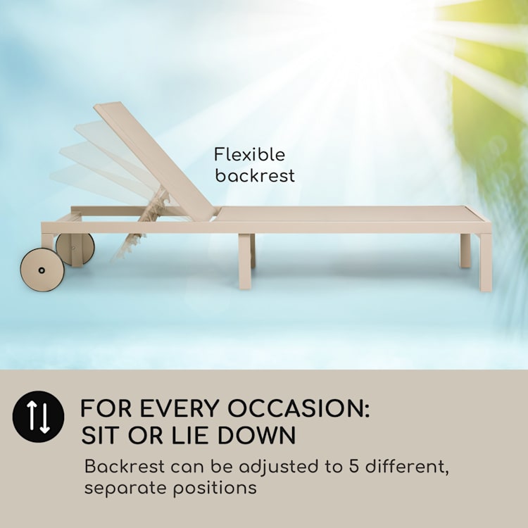 Lucca lounger ligstoel polyester aluminium 4 standen Beige
