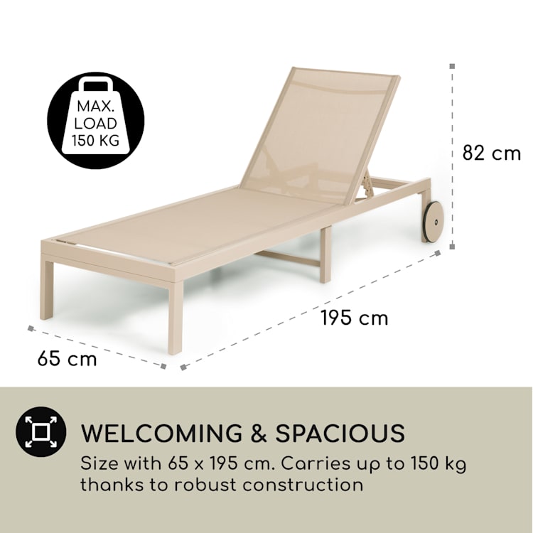 Lucca lounger ligstoel polyester aluminium 4 standen Beige
