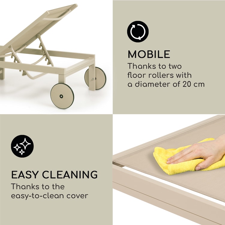 Lucca lounger ligstoel polyester aluminium 4 standen Beige