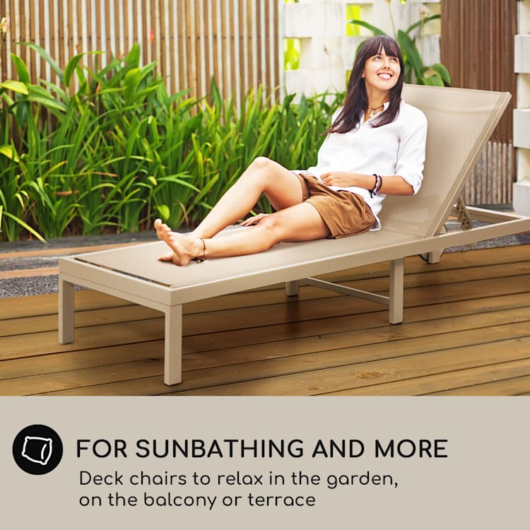 Lucca lounger ligstoel polyester aluminium 4 standen Beige