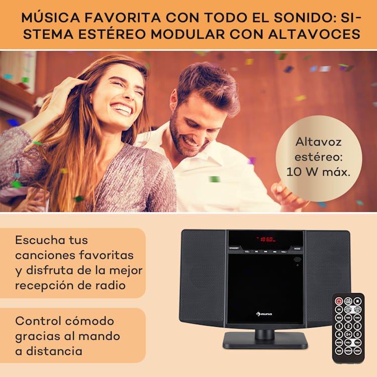 V14.2 Vertical Stereo CD FM Tuner BT USB AUX Negro