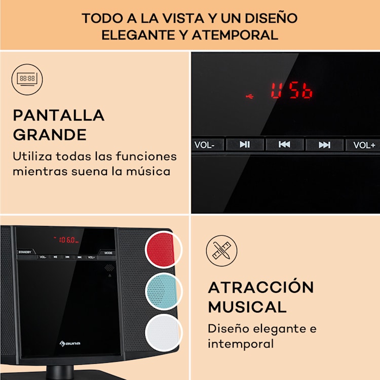 V14.2 Vertical Stereo CD FM Tuner BT USB AUX Negro