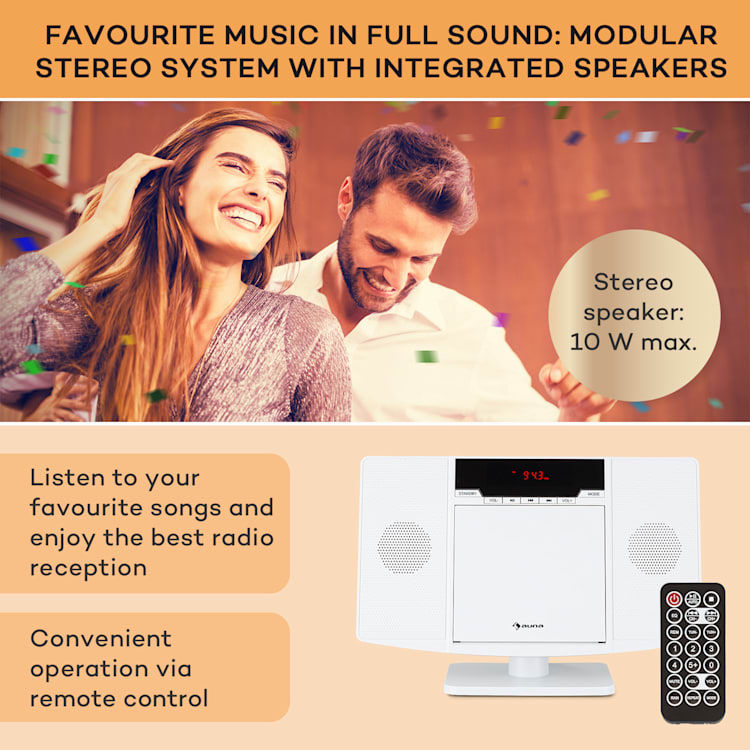 V14.2, vertikalni stereo sustav, CD, FM tuner, BT, USB, AUX BIjela