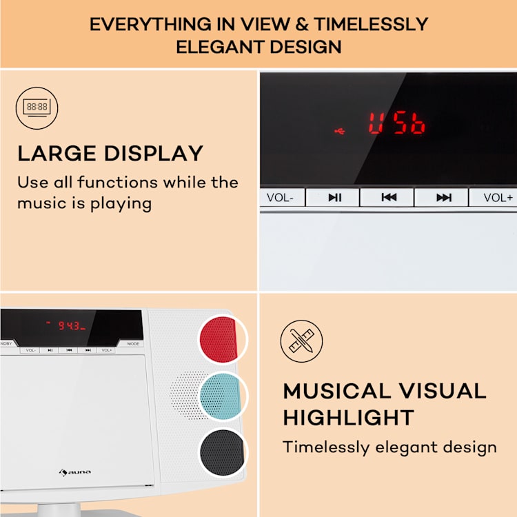 V14.2, vertikalni stereo sustav, CD, FM tuner, BT, USB, AUX BIjela