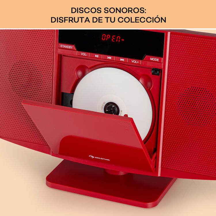 V14.2 Vertical Stereo CD FM Tuner BT USB AUX Rojo