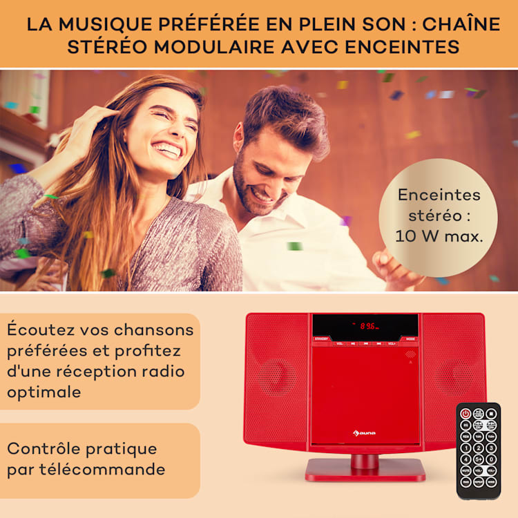 V14.2 verticale stereo-installatie CD FM tuner BT USB AUX Rood
