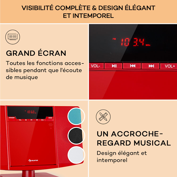 V14.2 verticale stereo-installatie CD FM tuner BT USB AUX Rood