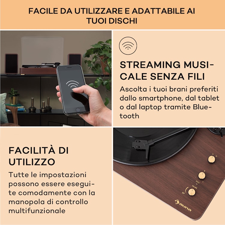 TT-Play Prime - Giradischi, diffusori stereo, trazione a cinghia, 33 1/3 & 45 giri/minuto Di legno