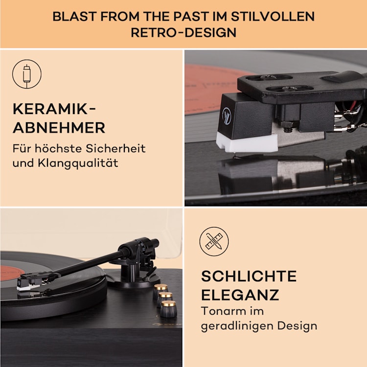 TT-Play Prime Plattenspieler Stereo-Lautsprecher Riemenantrieb 33 1/3 & 45 U/min Schwarz