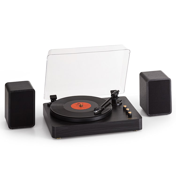 TT-Play Prime, gramofónový prehrávač, stereo reproduktory, remeňový pohon, 33 1/3 a 45 otáčok/minútu Čierna