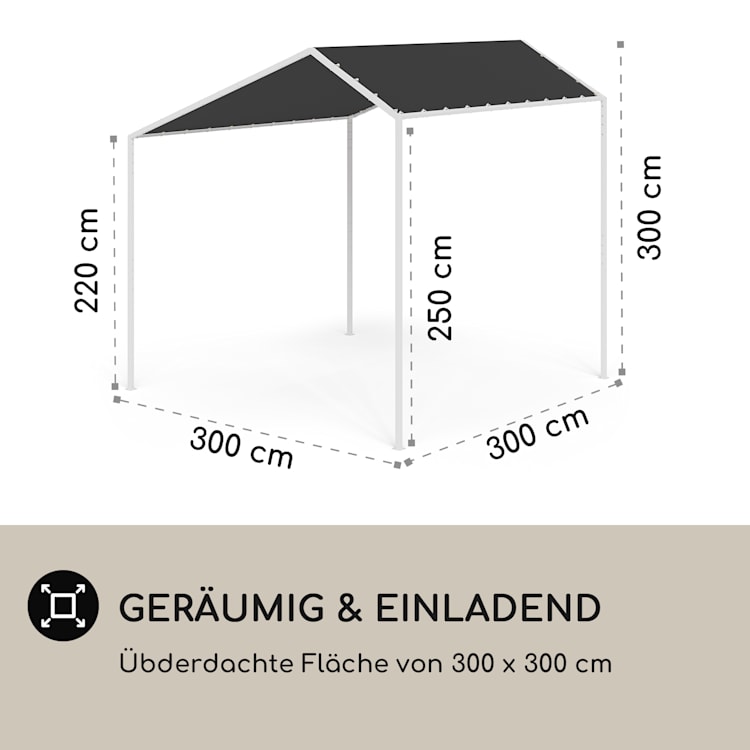 blumfeldt La Rochelle Gazebo Schrägdach UV 50+ Aluminium Polyester Grau
