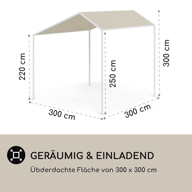 blumfeldt La Rochelle Gazebo Schrägdach UV 50+ Aluminium Polyester Beige