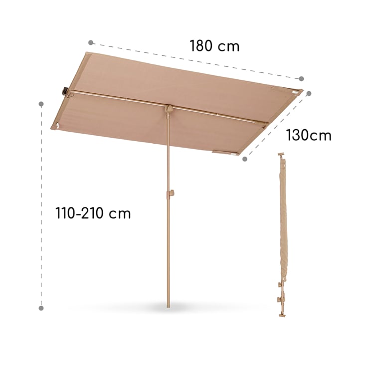 Bayonne, slnečník 130 x 180 cm, polyester, UV 50, solárny panel, LED osvetlenie Taupe
