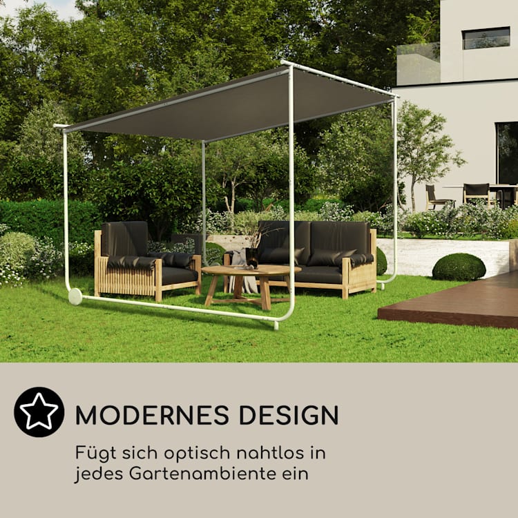 Nantes Pavillon Gazebo Sonnendach 3x3m Polyester Stahlrahmen UV50+ Bodenrollen Taupe
