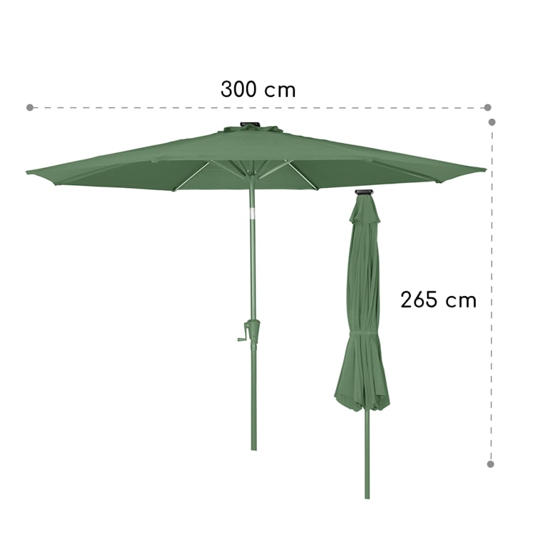Calais, slnečník, hliníkový rám, polyester, UV 50, LED svetlo