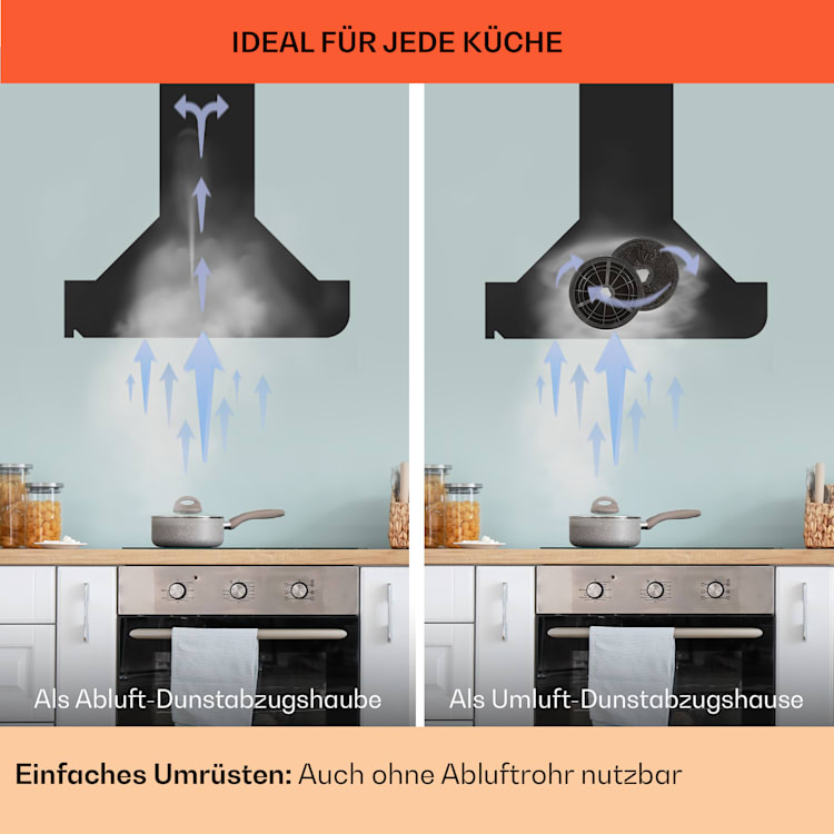 Clara 60 Dunstabzugshaube Glas 509 m³/h Touch Ambiente-Licht 60 cm | Schwarz